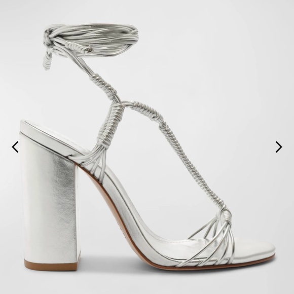 Schultz Block Metallic Leather Sandal - Size 6 / Silver / Metallic Leather - Picture 1 of 4